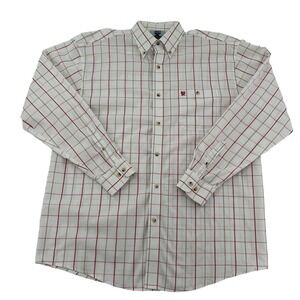 Twenty X Performance Western Men Sz XL Button Down Shirt Rodeo White/Red Plaid